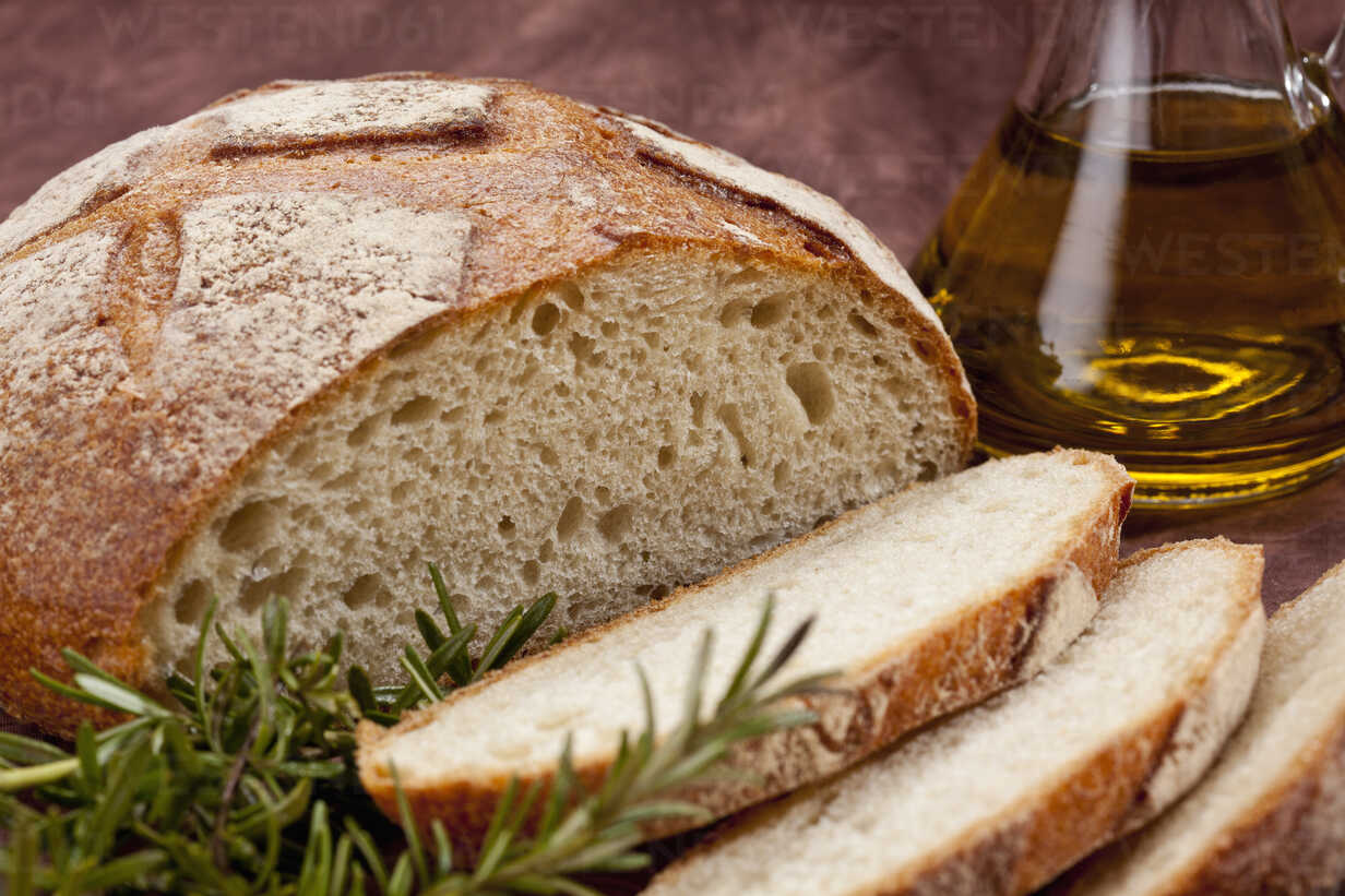 Tuscany bread with rosemary and olive oil, close up - CSF018331 ...