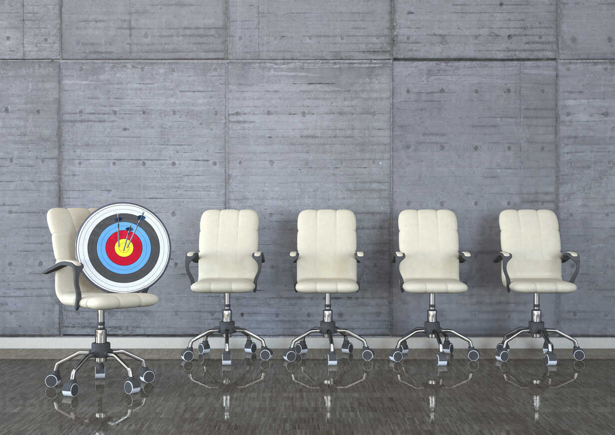 Head Hunter Swivel Chairs With Target And Arrows In A Room 3d Illustration Alf Style Photography