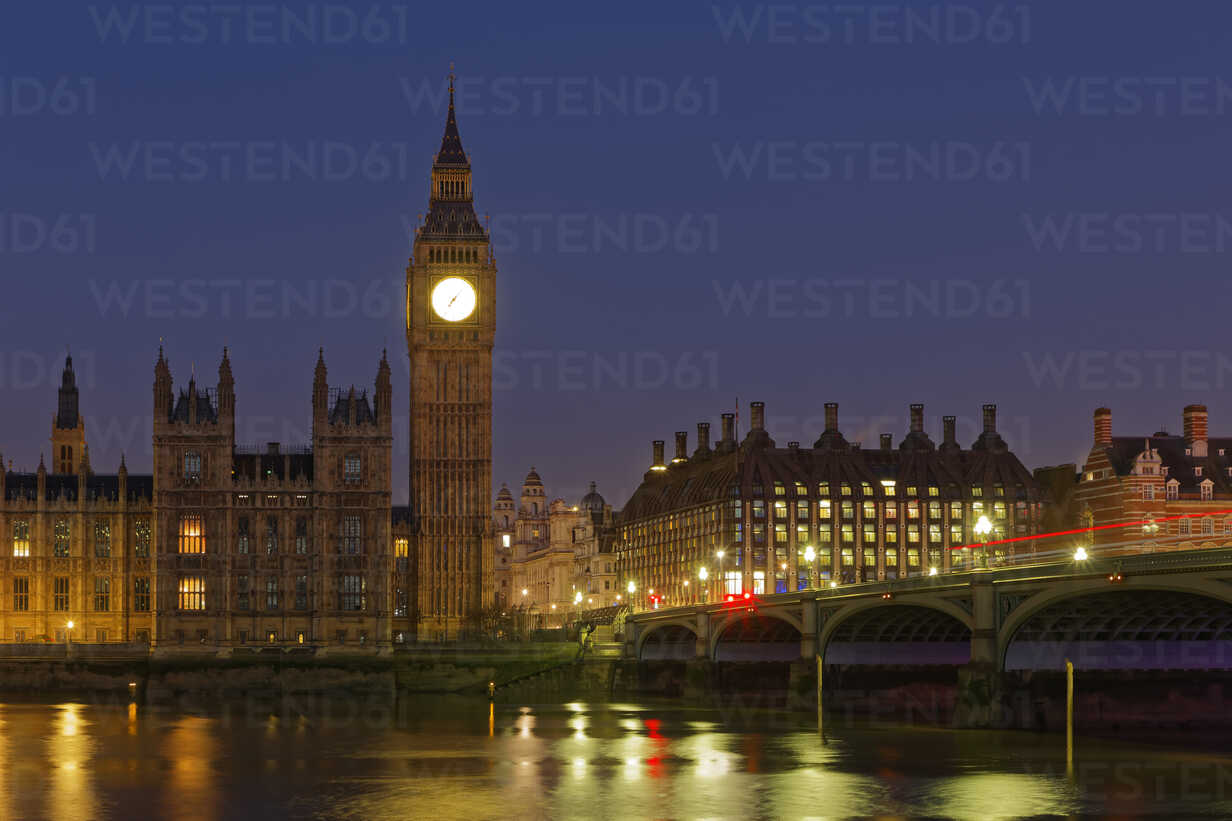 Uk London River Thames Big Ben Houses Of Parliament And Westminster Bridge At Night Gff Gunter