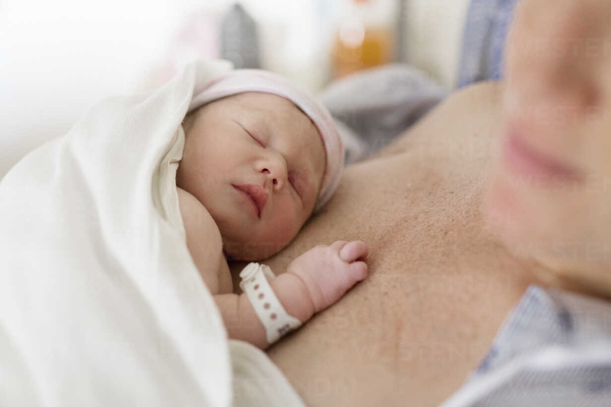 Cute Newborn Baby Boy With Mother In Hospital Stockphoto