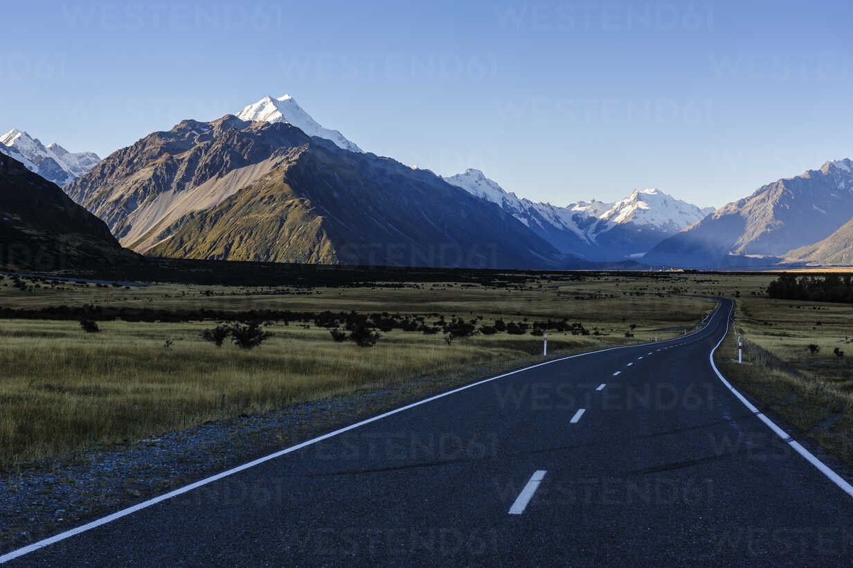 Road In Mount Cook National Park With Mountains In The Background South Island New Zealand Runf