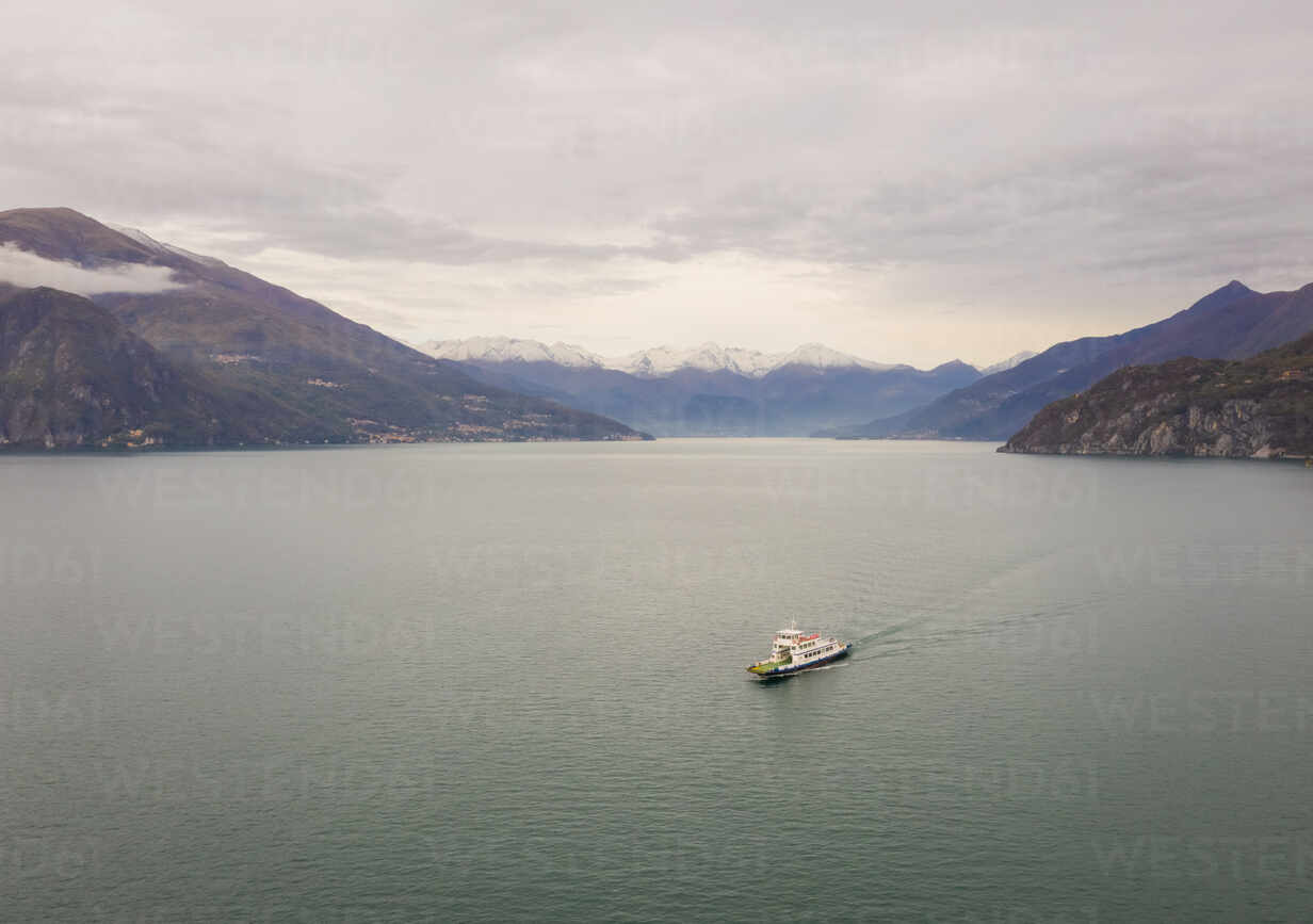 Aerial View Of Single Ferry Boat Crossing Lago Di Como Cadenabbia Italy ef Amazing Aerial Westend61