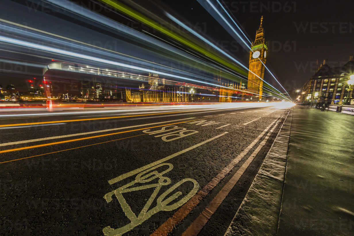 The Houses Of Parliament And Big Ben From The Westminster Bridge At Night London England United