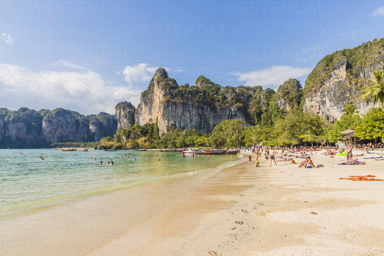 Railay Beach And Karst Scenery In Railay Ao Nang Krabi Province Thailand Southeast Asia Asia Rhplf