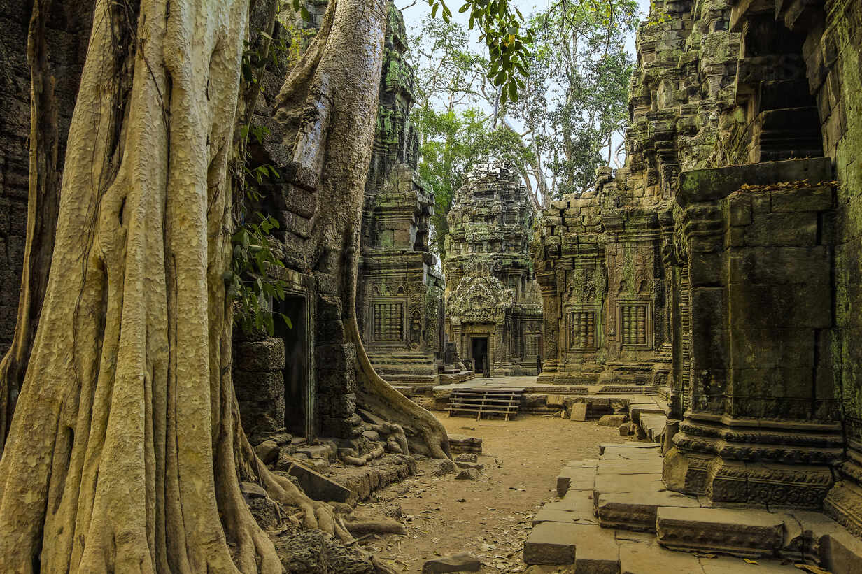 Galleries And Gopura Entrance At 12th Century Temple Ta Prohm A Tomb Raider Film Location Angkor
