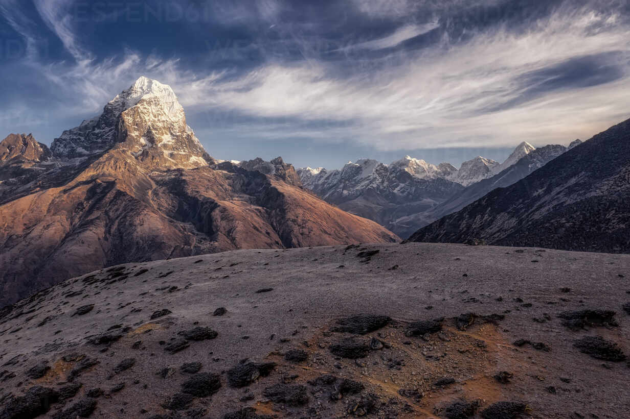 Aerial View Of The Taboche 6 542 M Mountain In The Spring Season Near Ama Dablam Base