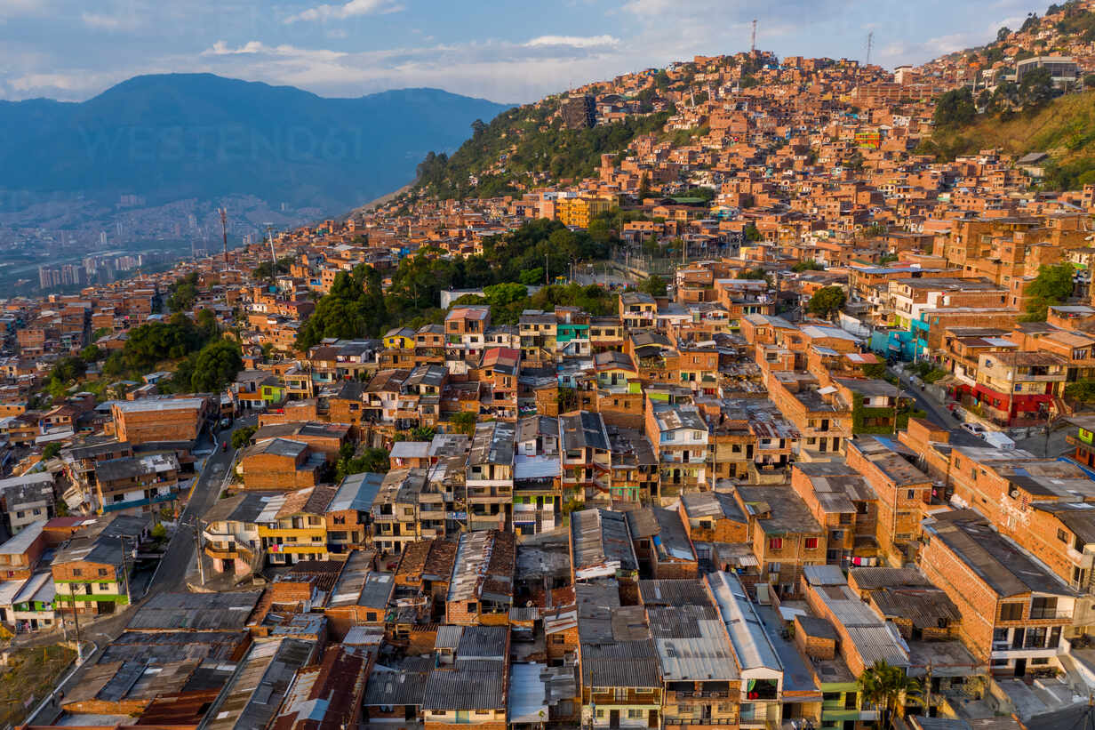 Aerial View Of The City Of Medellin With A Mountain In The Background Antioquia Colombia Stockphoto