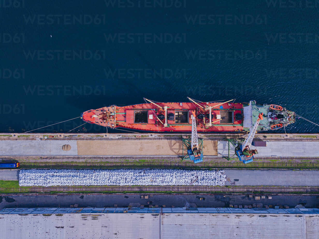 Russia Primorsky Krai Zarubino Aerial View Of Container Ship Moored In Commercial Dock Kntf Konstantin Trubavin