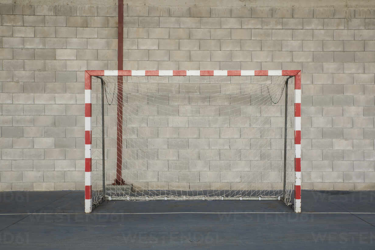 Soccer Goal With Wall In Background Stockphoto