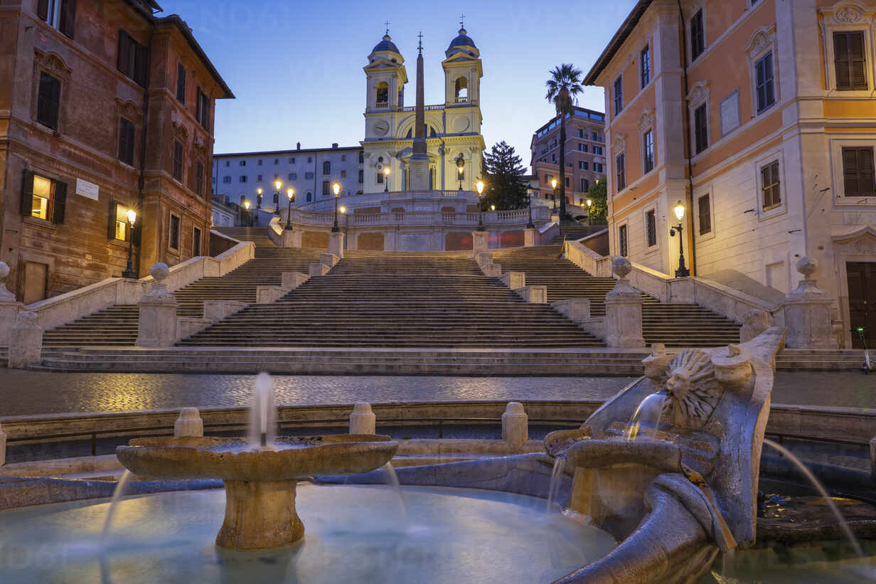 Italy Rome Spanish Steps Barcaccia Fountain On Piazza Di Spagna City At Dawn Abof Artur Bogacki