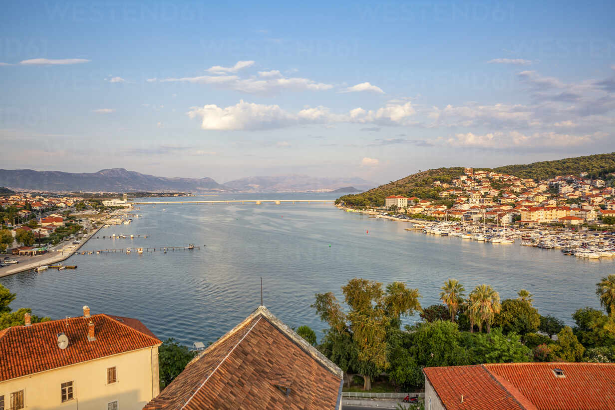 Croatia Split Dalmatia County Trogir View Of Bridge Connecting Island Of Ciovo With City Of Trogir